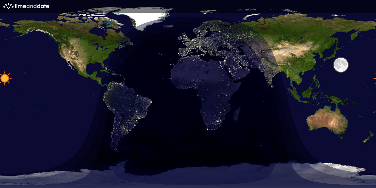 Verdenskart som viser dag og natt 