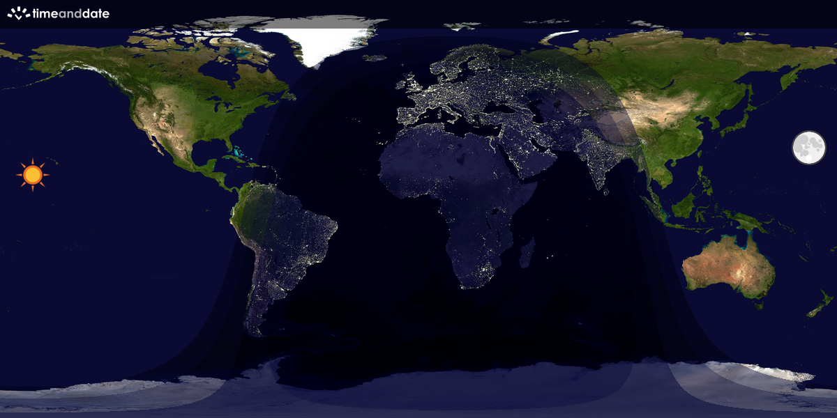 Verdenskart som viser dag og natt 