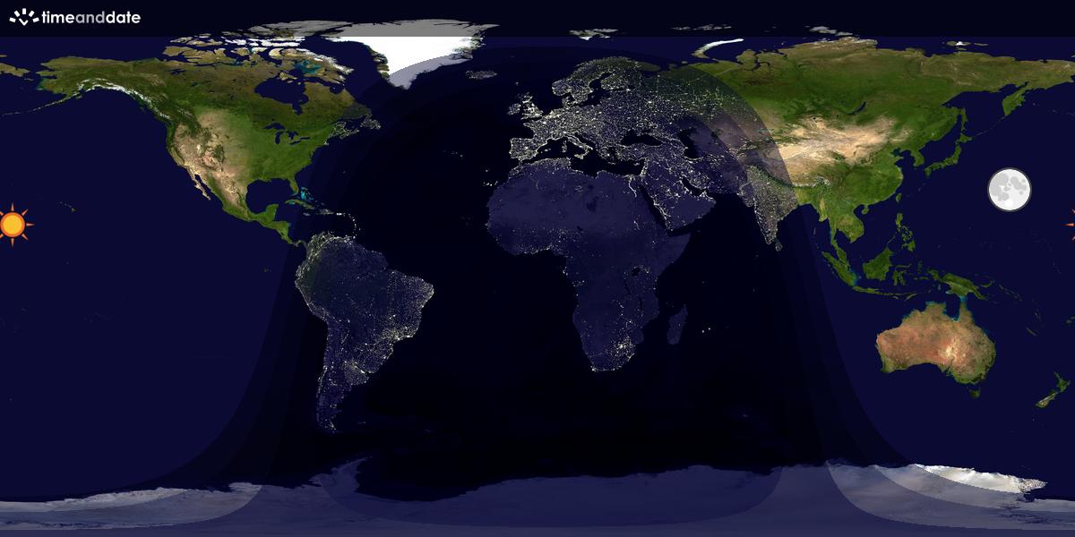 Verdenskart som viser dag og natt 