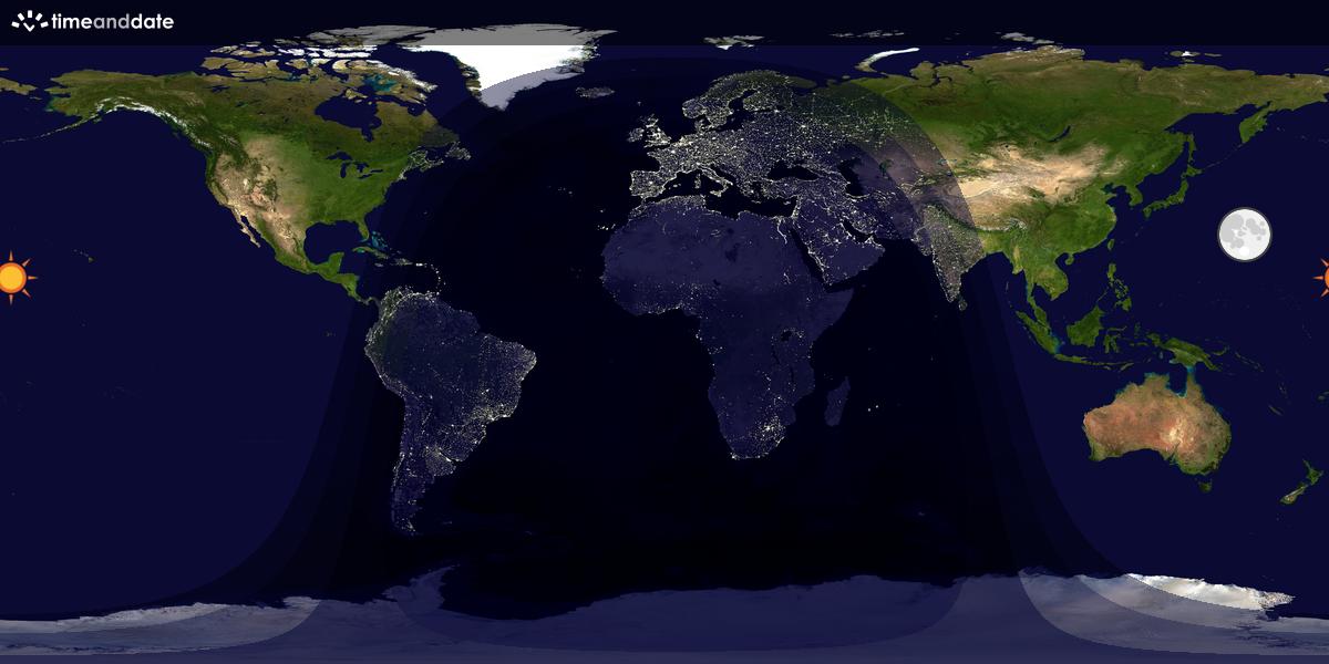 Verdenskart som viser dag og natt 