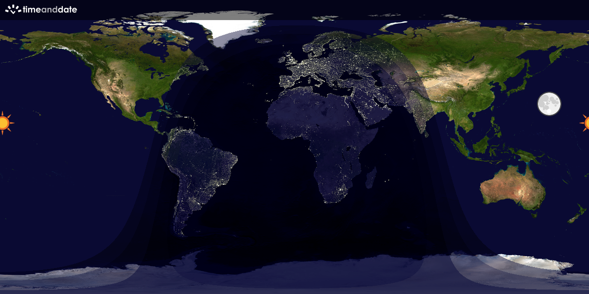 Verdenskart som viser dag og natt 