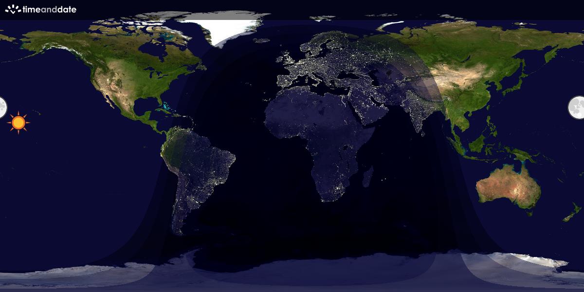 Verdenskart som viser dag og natt 