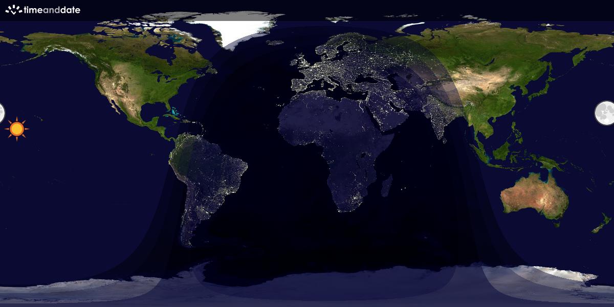 Verdenskart som viser dag og natt 