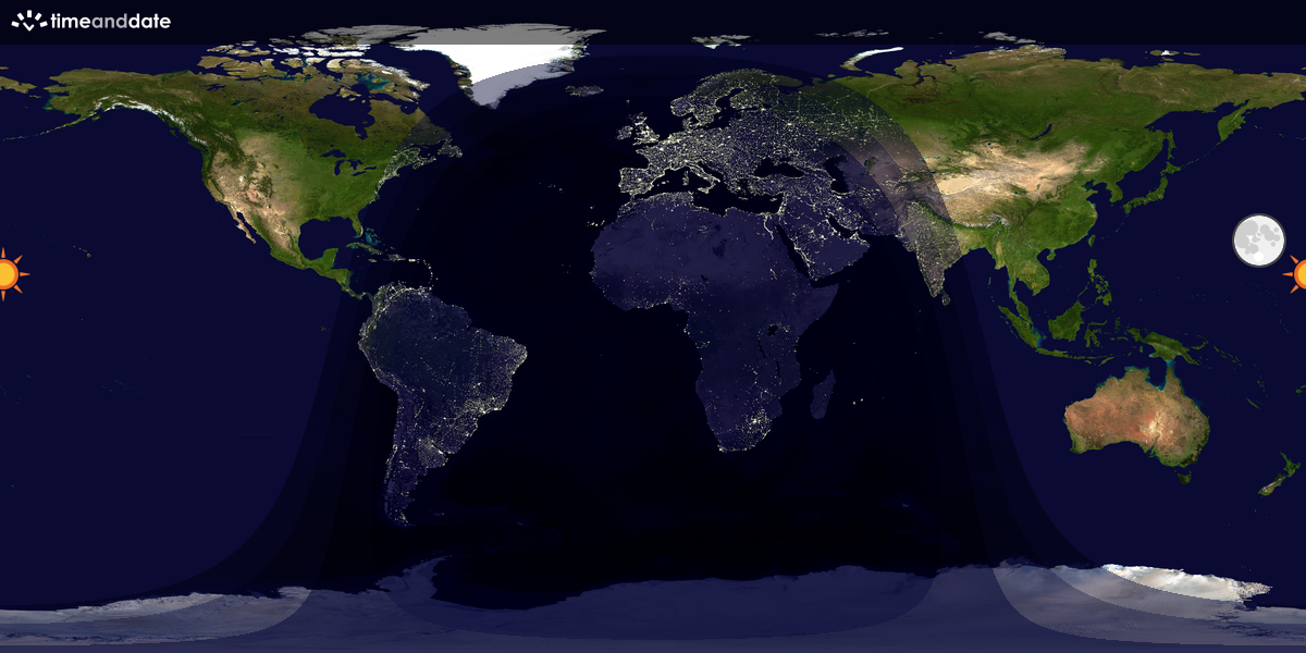 Verdenskart som viser dag og natt 