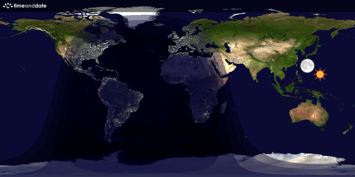 Verdenskart som viser dag og natt 