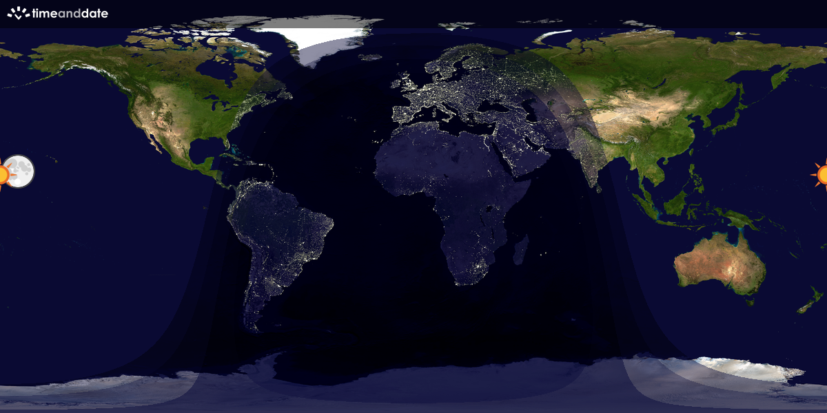 Verdenskart som viser dag og natt 