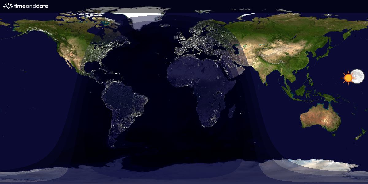 Verdenskart som viser dag og natt 