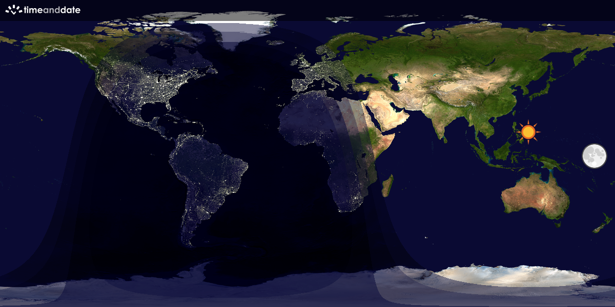 Verdenskart som viser dag og natt 