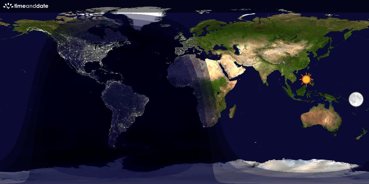 Verdenskart som viser dag og natt 