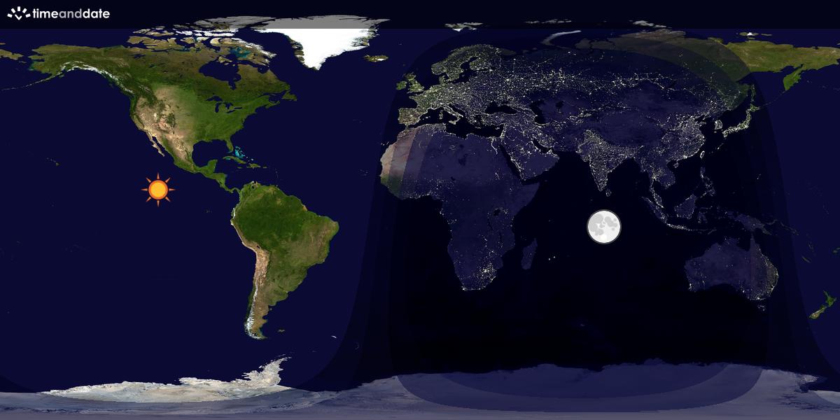 Verdenskart som viser dag og natt 