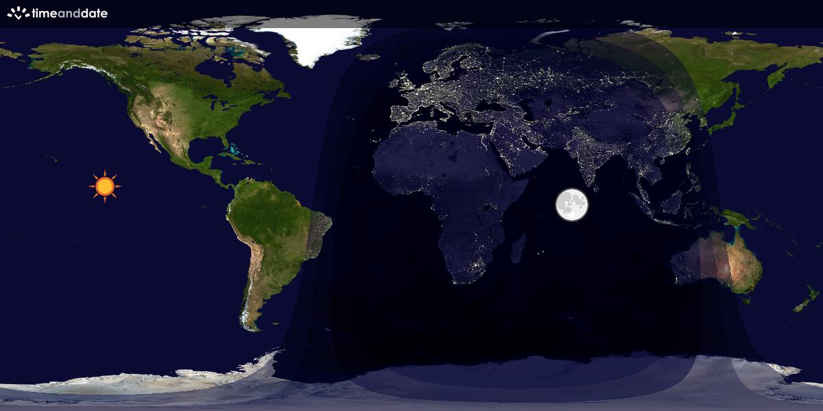 Verdenskart som viser dag og natt 