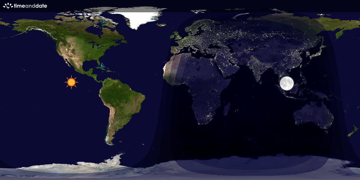 Verdenskart som viser dag og natt 