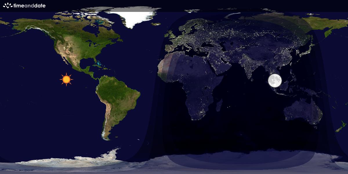Verdenskart som viser dag og natt 