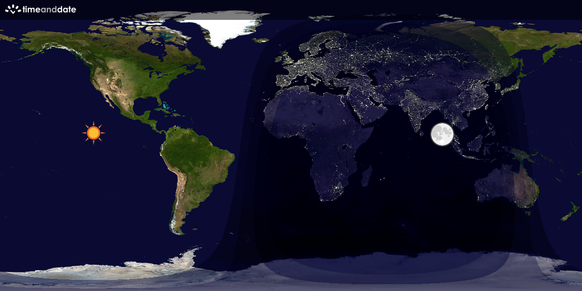 Verdenskart som viser dag og natt 