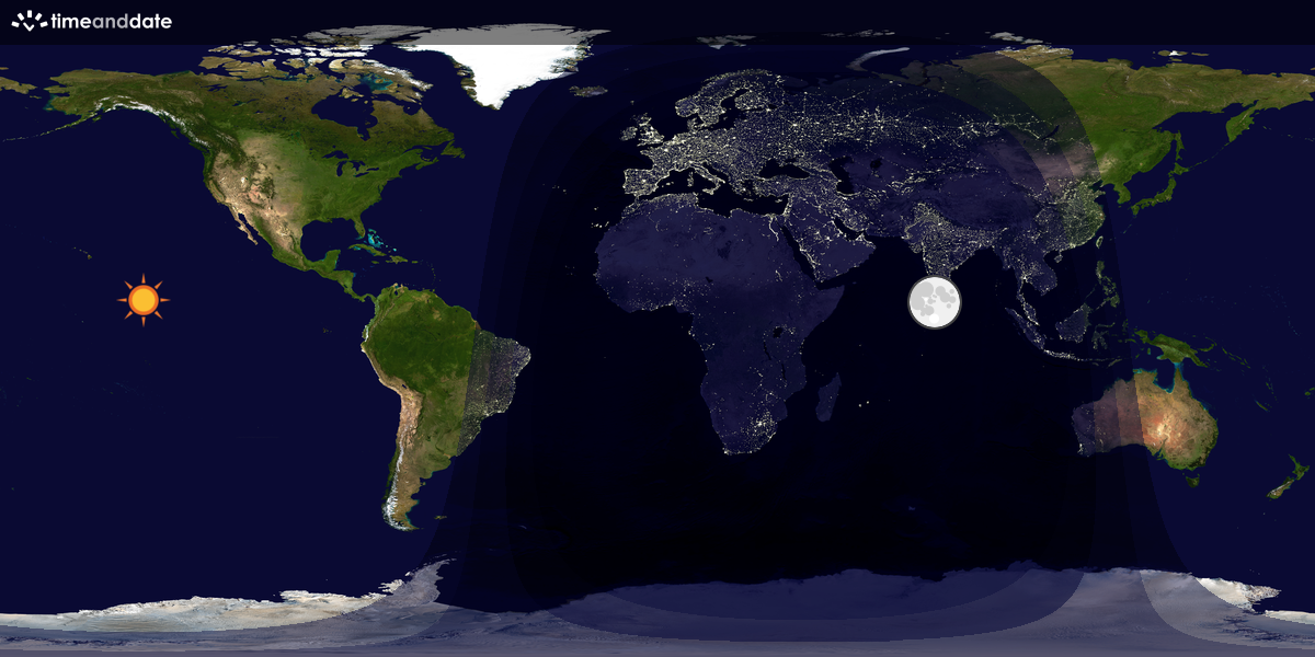 Verdenskart som viser dag og natt 