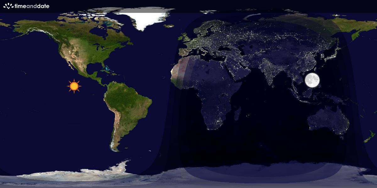Verdenskart som viser dag og natt 