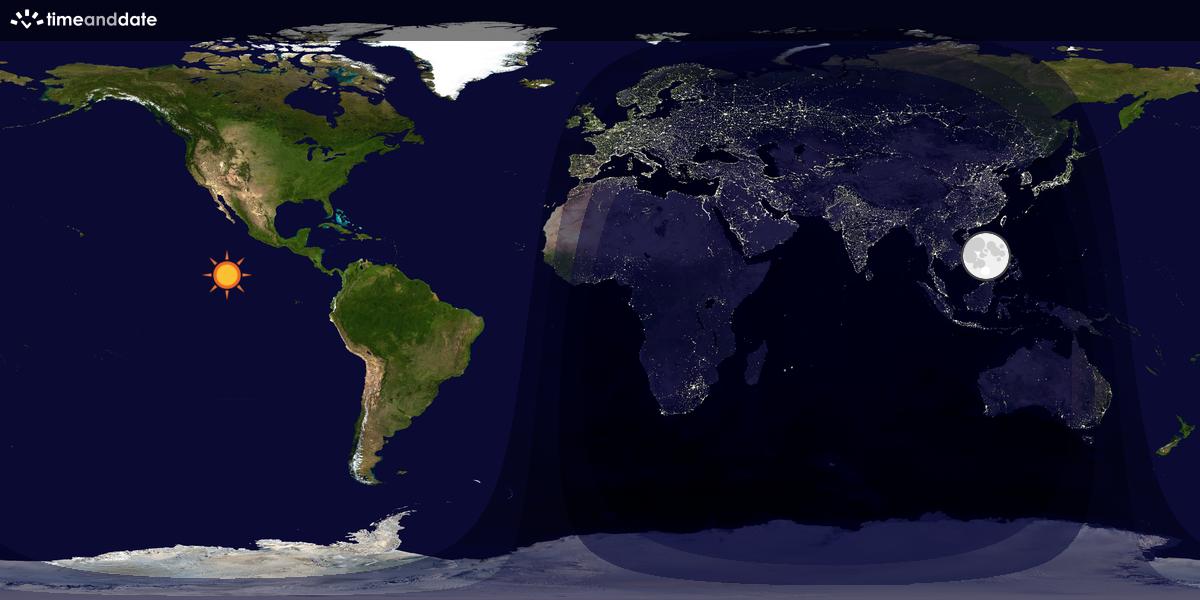 Verdenskart som viser dag og natt 