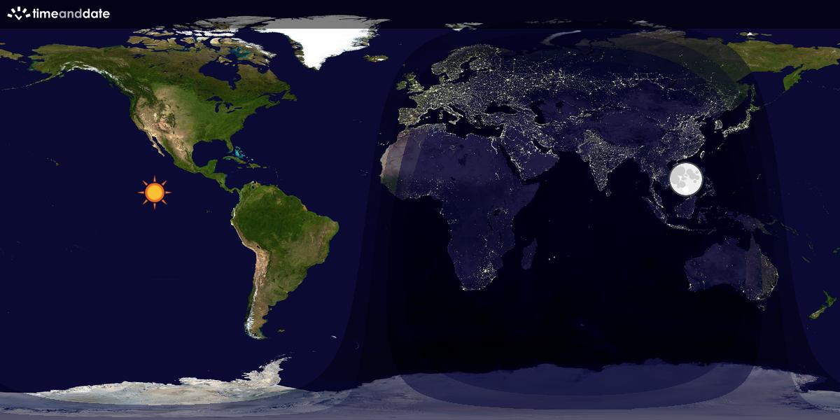 Verdenskart som viser dag og natt 