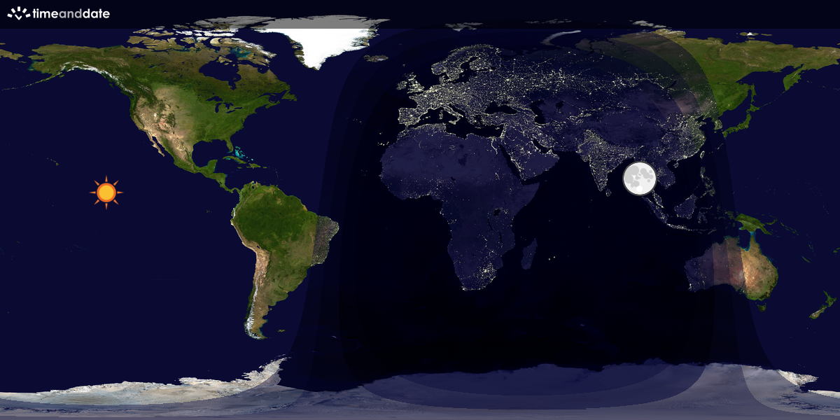 Verdenskart som viser dag og natt 