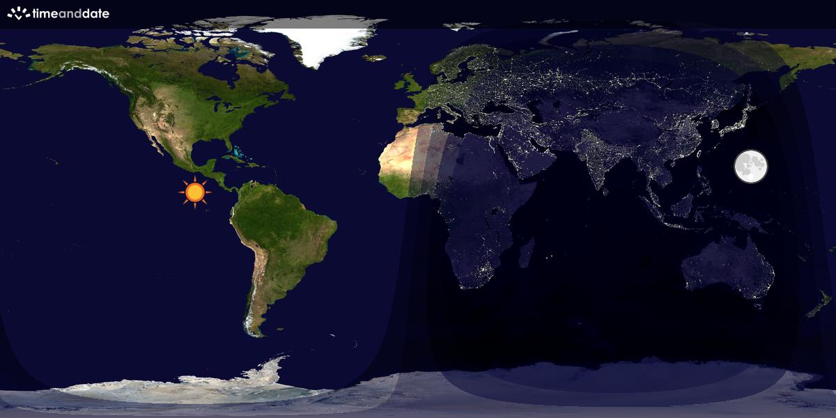 Verdenskart som viser dag og natt 