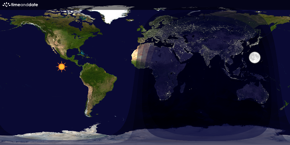 Verdenskart som viser dag og natt 