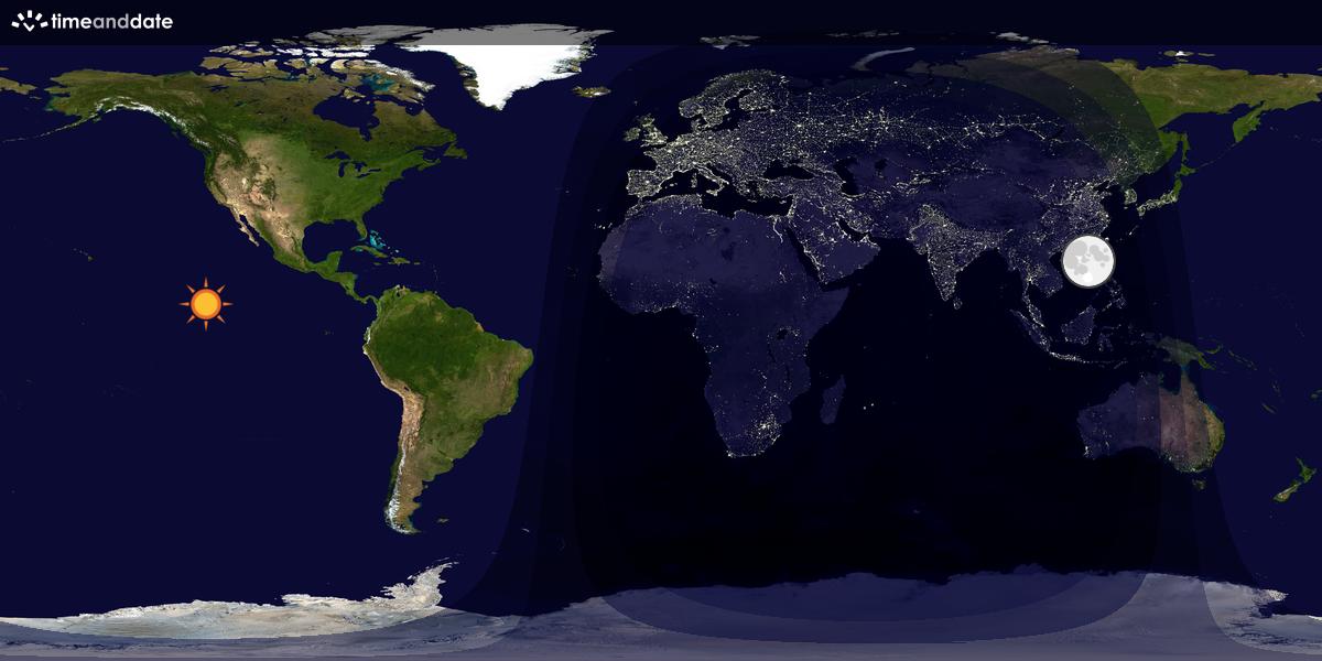 Verdenskart som viser dag og natt 