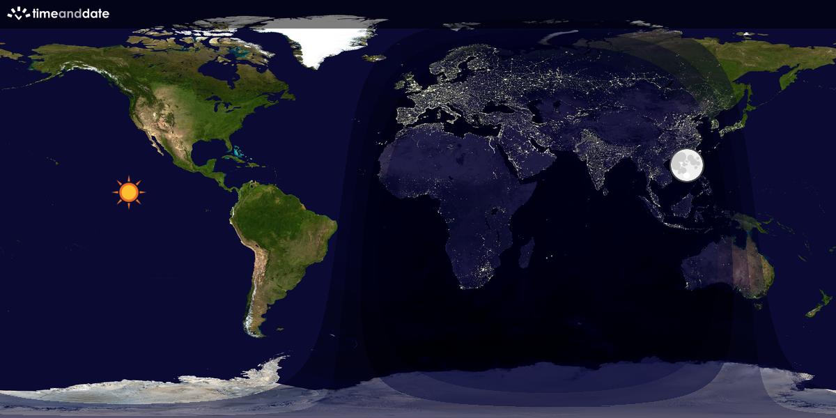 Verdenskart som viser dag og natt 