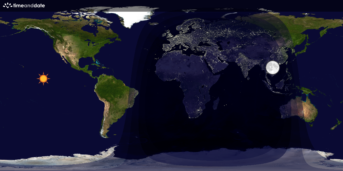 Verdenskart som viser dag og natt 
