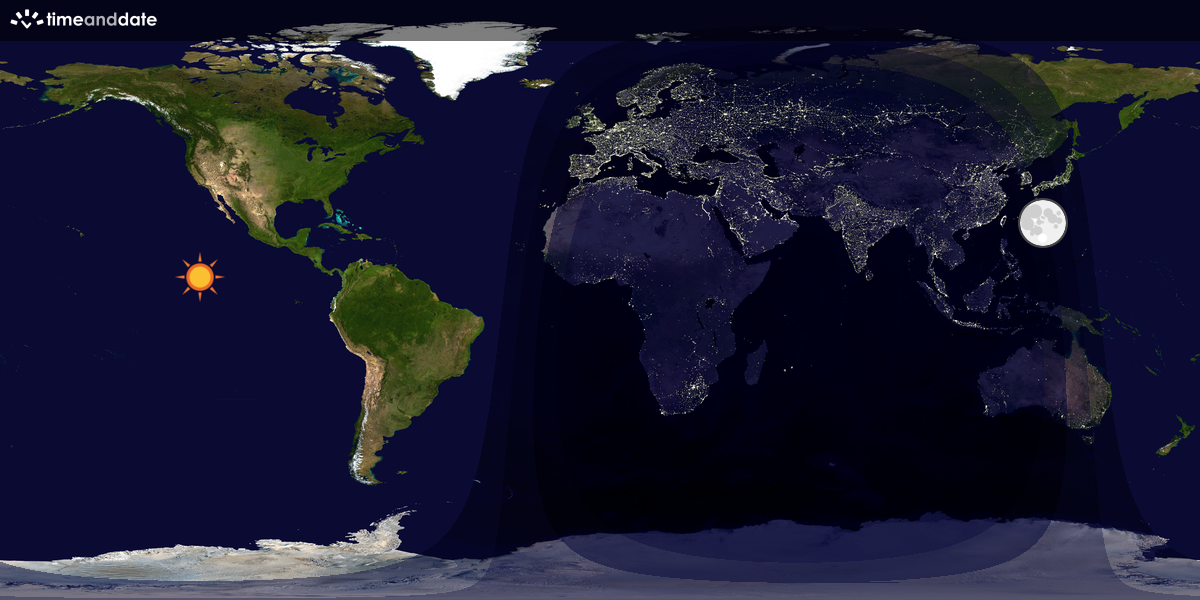 Verdenskart som viser dag og natt 