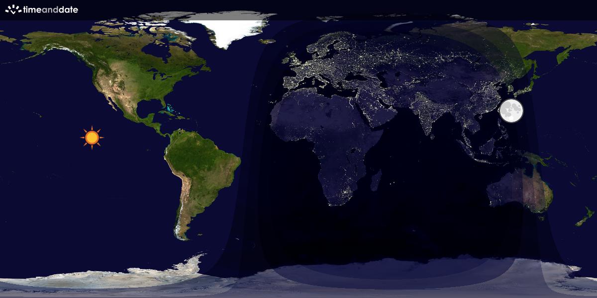 Verdenskart som viser dag og natt 