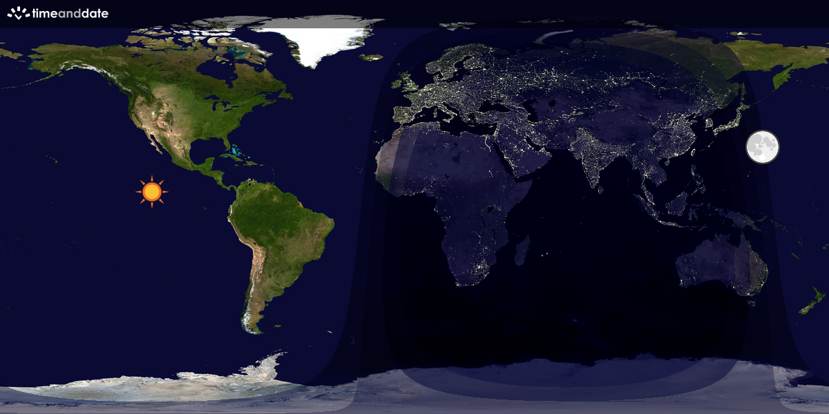 Verdenskart som viser dag og natt 