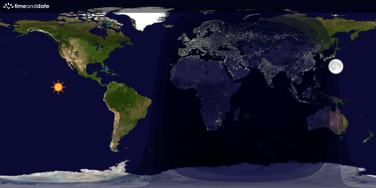 Verdenskart som viser dag og natt 