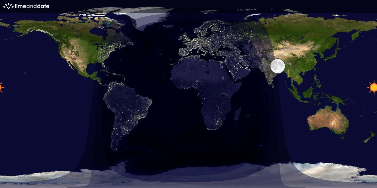 Verdenskart som viser dag og natt 