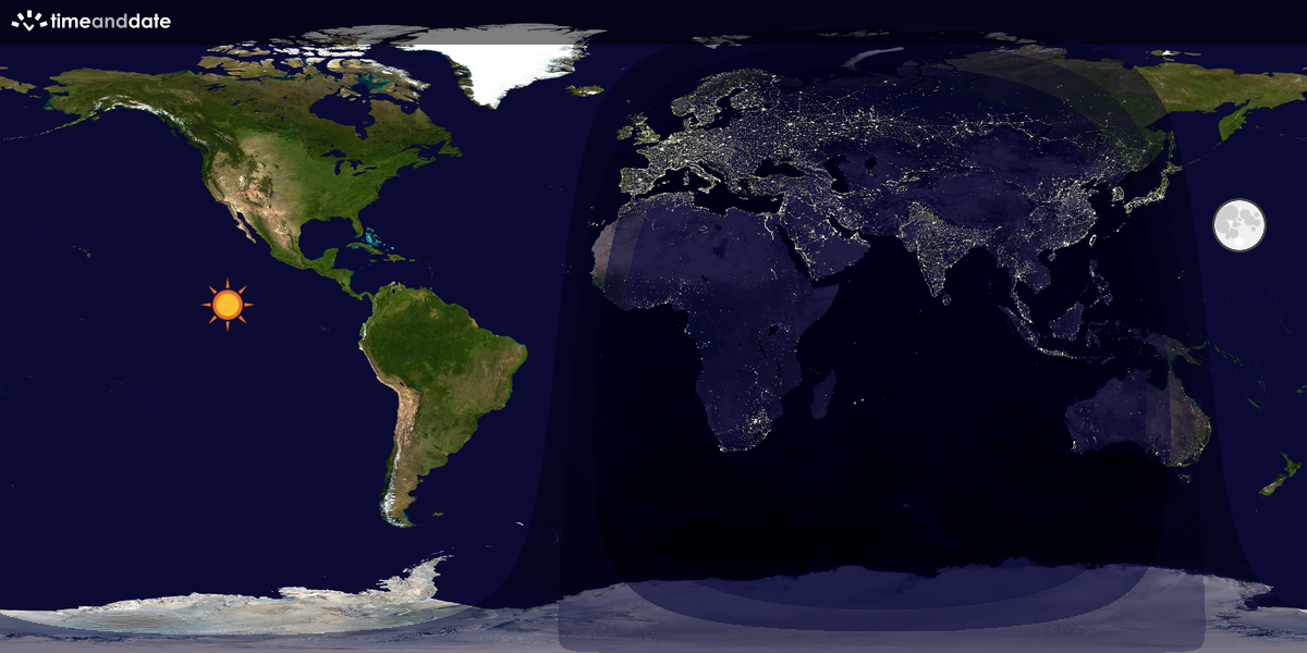Verdenskart som viser dag og natt 