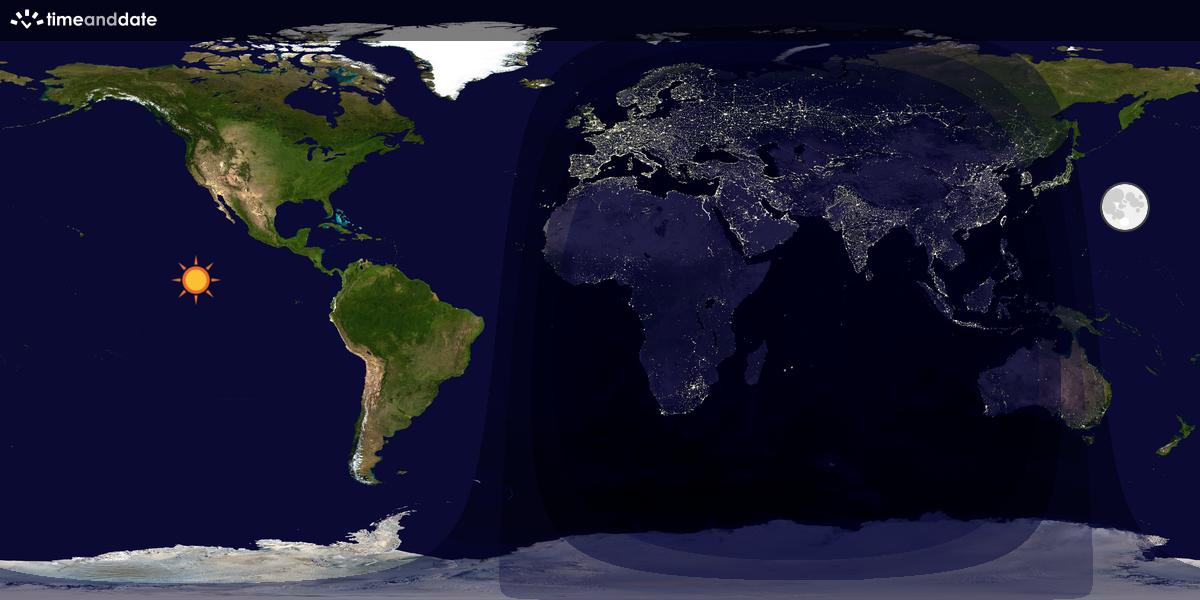 Verdenskart som viser dag og natt 