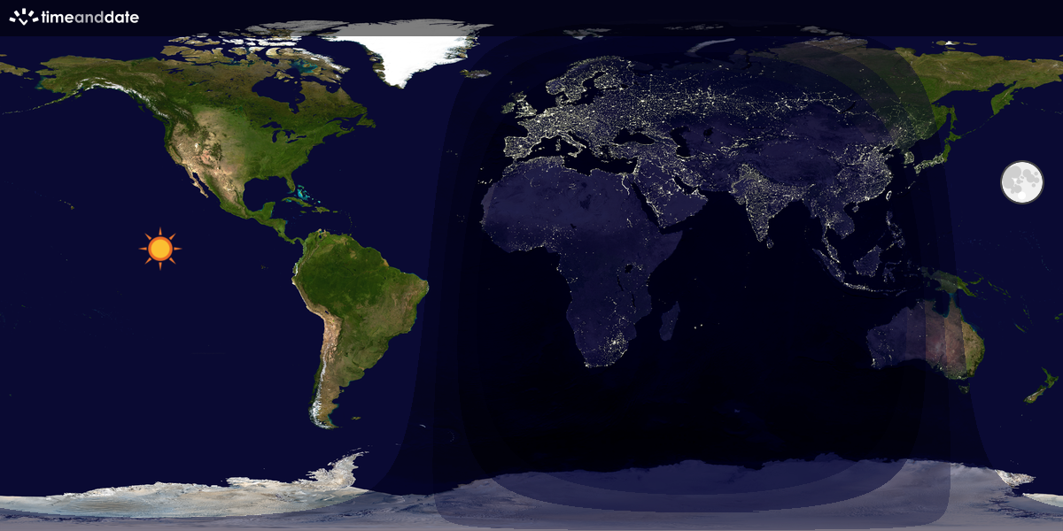 Verdenskart som viser dag og natt 