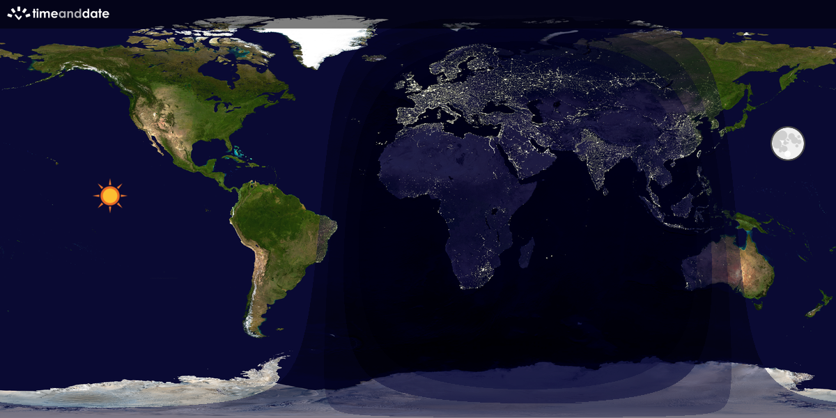Verdenskart som viser dag og natt 