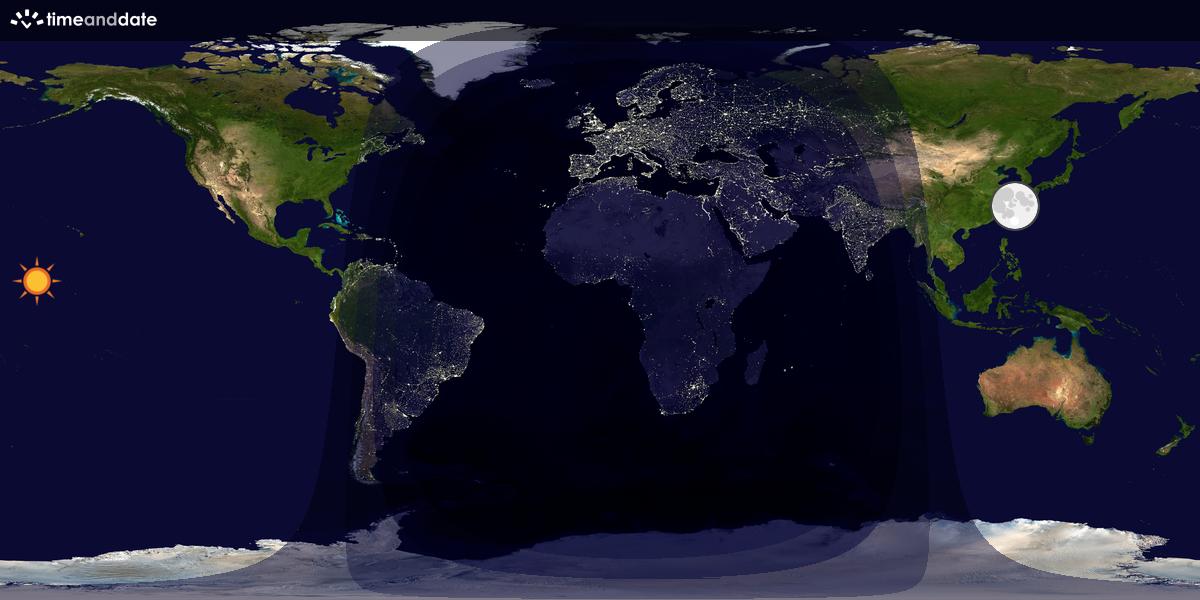 Verdenskart som viser dag og natt 