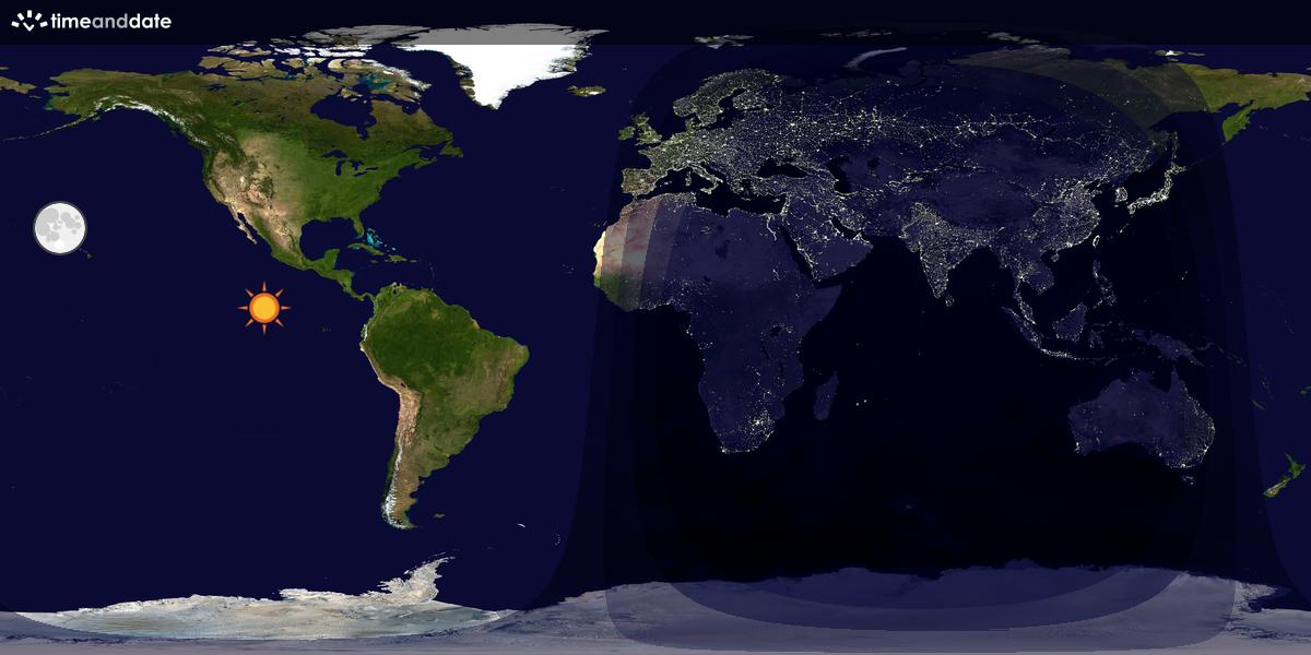 Verdenskart som viser dag og natt 
