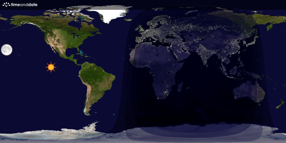 Verdenskart som viser dag og natt 