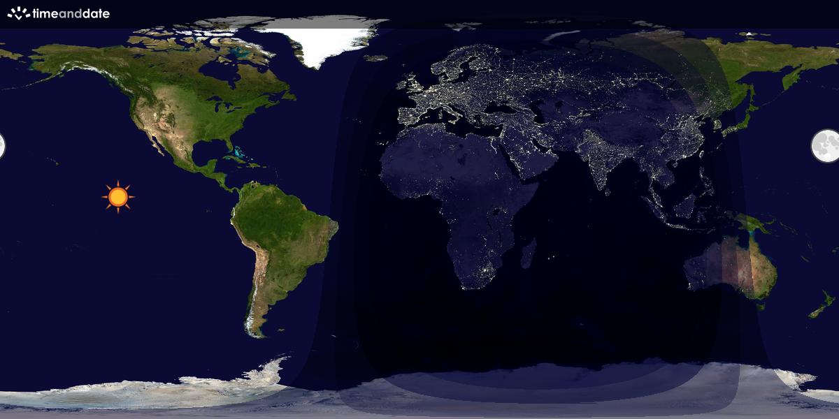 Verdenskart som viser dag og natt 