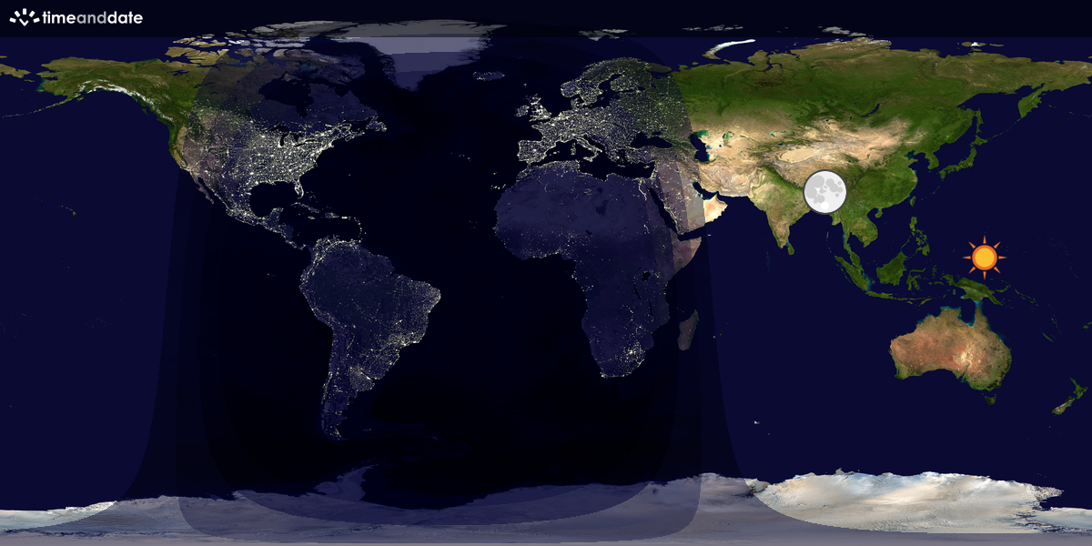 Verdenskart som viser dag og natt 