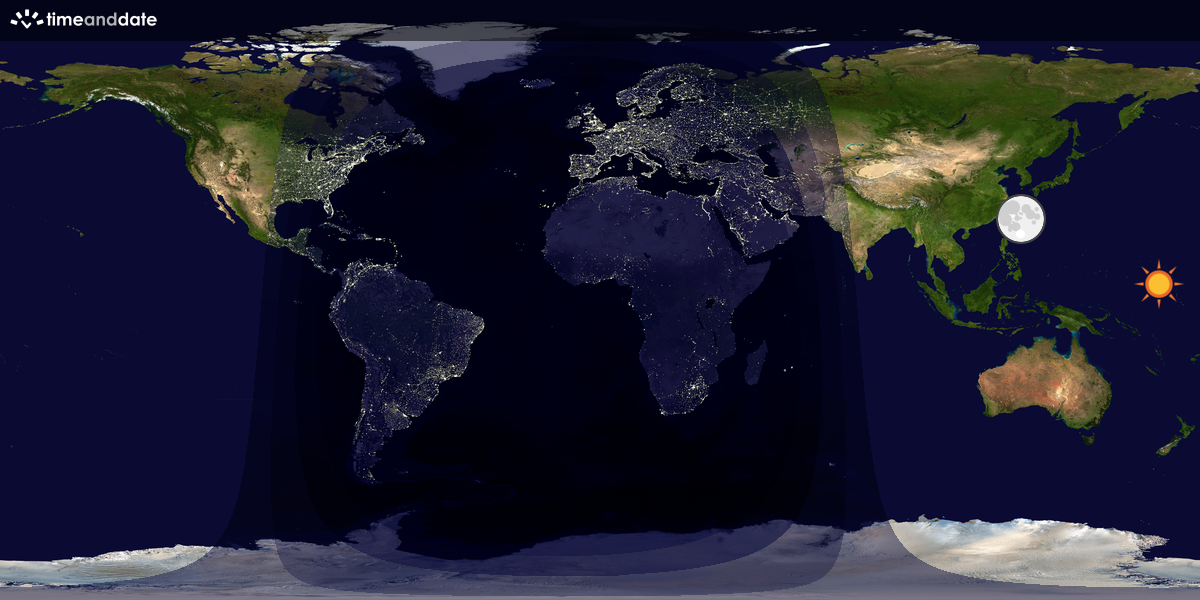 Verdenskart som viser dag og natt 