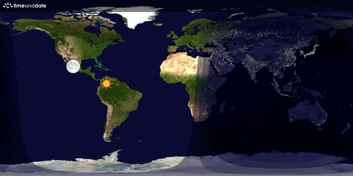 Verdenskart som viser dag og natt 
