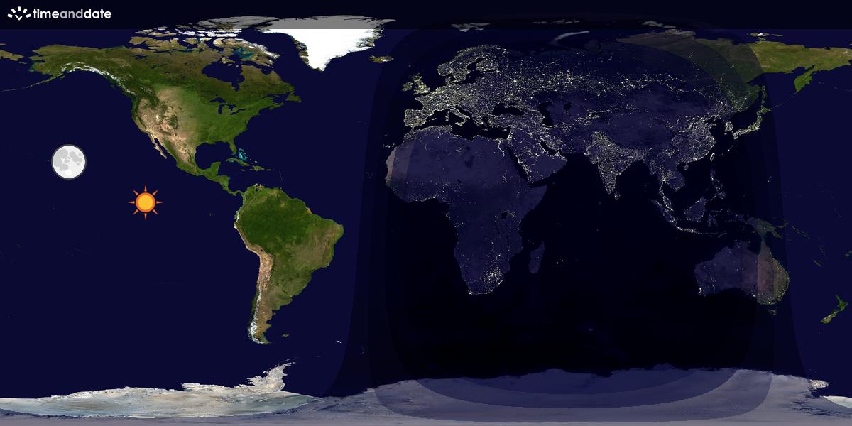 Verdenskart som viser dag og natt 