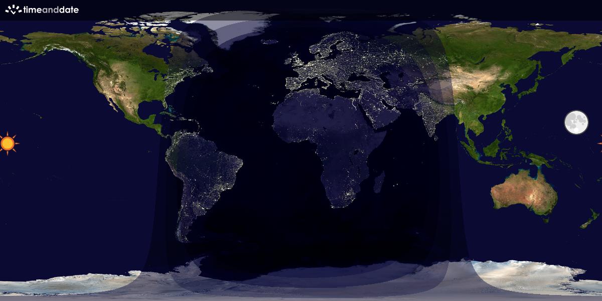 Verdenskart som viser dag og natt 