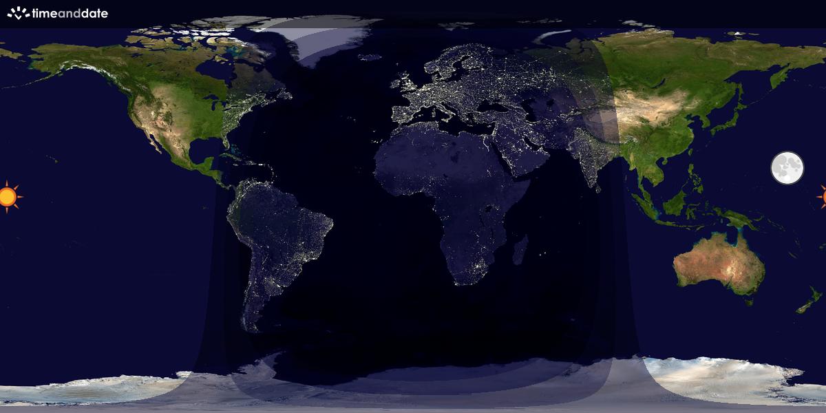 Verdenskart som viser dag og natt 