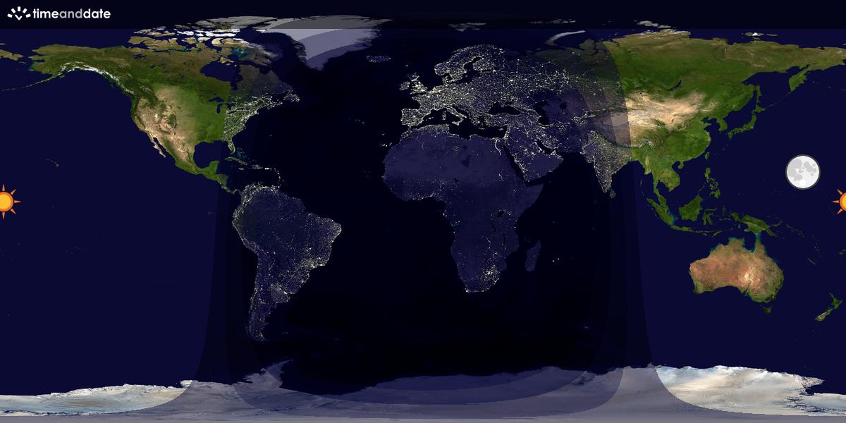 Verdenskart som viser dag og natt 