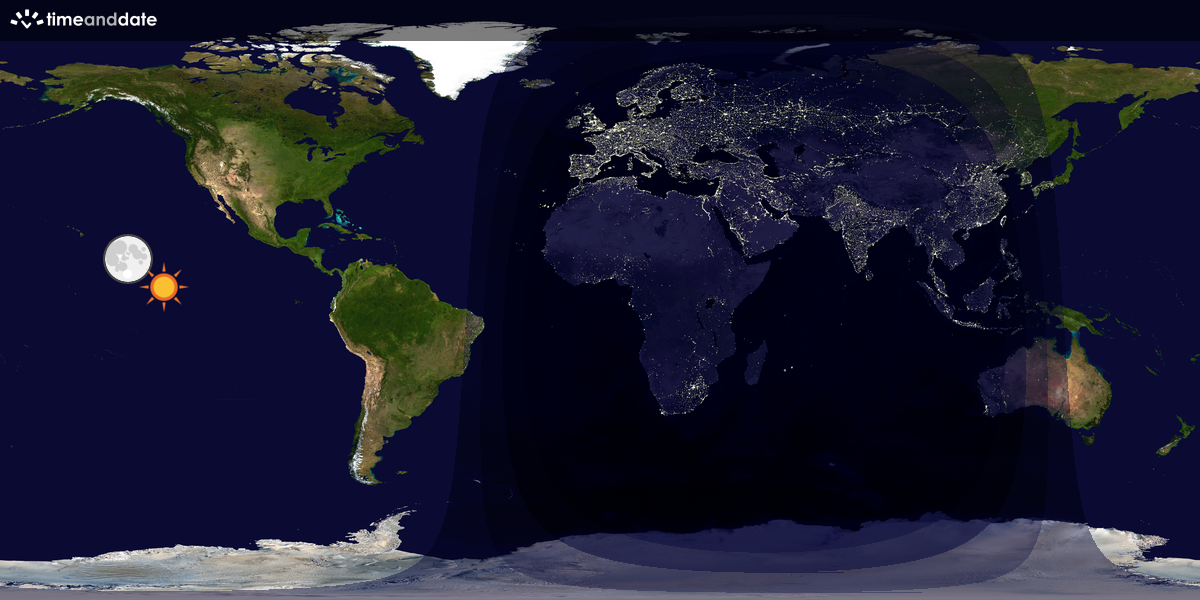 Verdenskart som viser dag og natt 