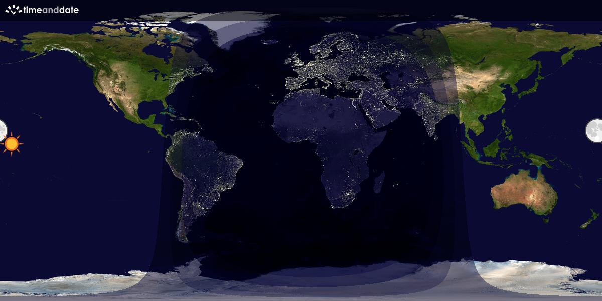 Verdenskart som viser dag og natt 